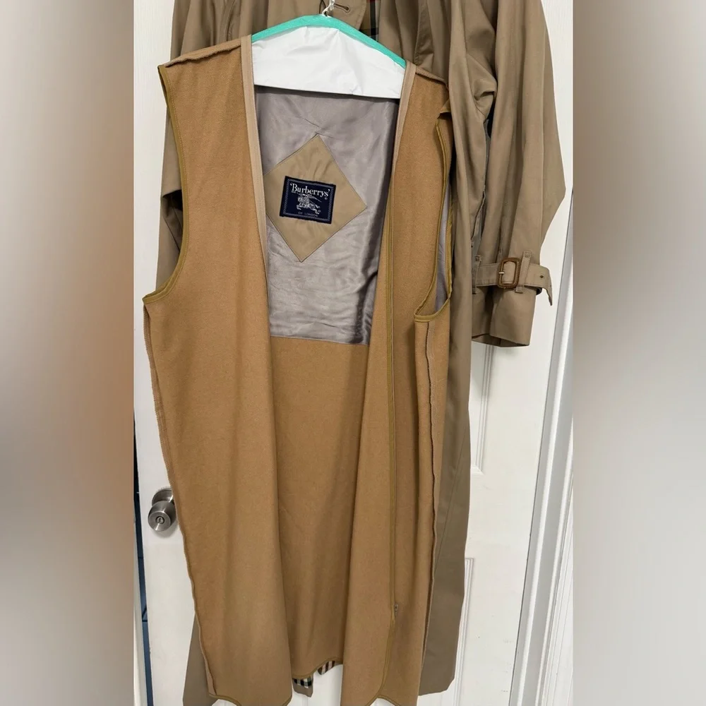 Vintage Burberrys Trench Coat Long Beige Nova Check Wool Liner - Picture 7 of 12